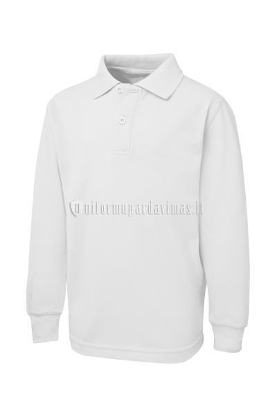Balti "Polo" marškinėliai vaikiški ilgomis rankovėmis