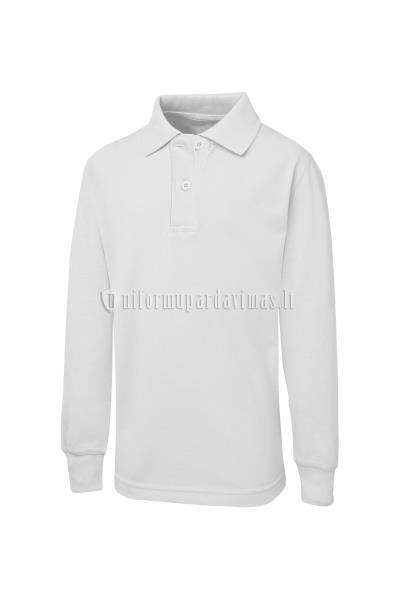 Balti "Polo įliemenuoti" marškinėliai vaikiški ilgomis rankovėmis